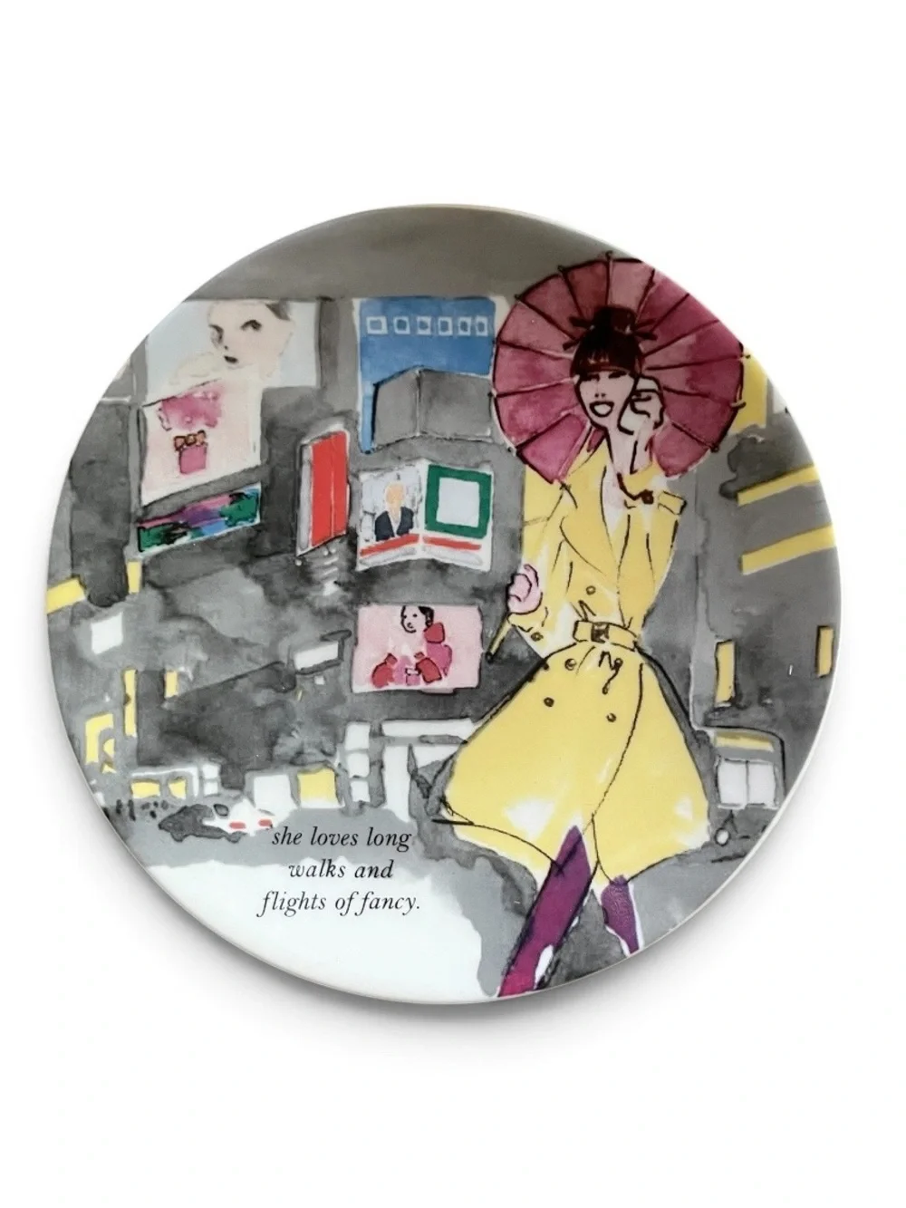 RARE Set of 6 Kate Spade New York Make Headlines Charm Magazine Tidbit Plates